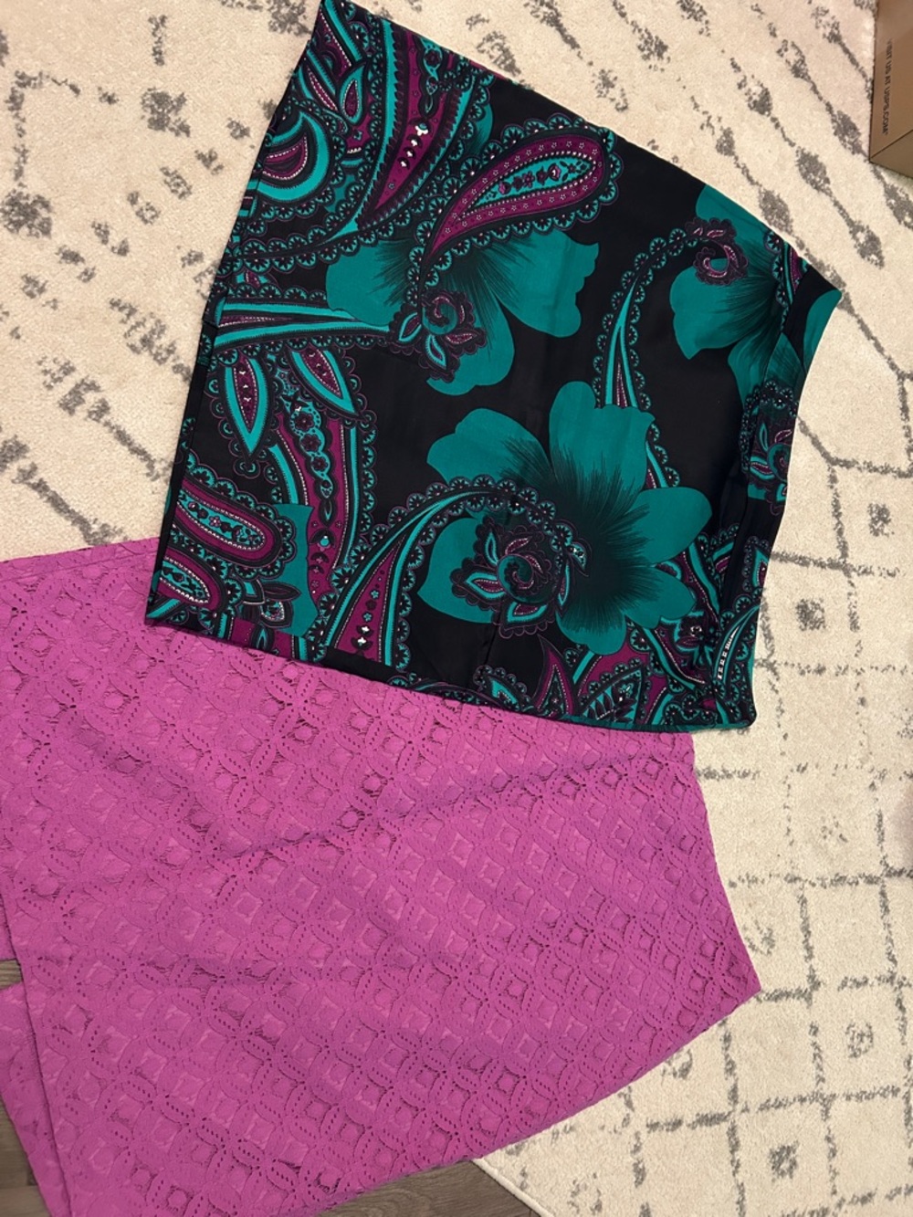 BUNDLE: Teal & Magenta Floral Paisley Skirt with Magenta Lace Skirt